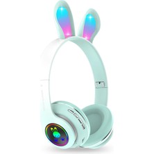 1001 Tavşan Kulaklı Bluetooth Kulaklık, Renkli LED Işıklı, 5.0 Versiyon, Ayarlanabilir Büyüklük,