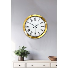Egecen 36 cm Gold Metal Roma Rakamlı Duvar Saati