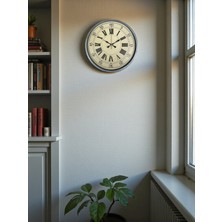 Egecen 36 cm Nostalji Gri Dekoratif Duvar Saati