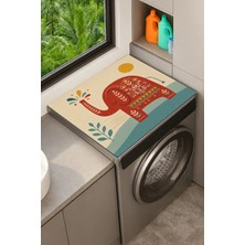 Valerine Life Çamaşır Kurutma Makinesi Üstü Düzenleyici Matı Sıvı Geçirmez Örtü Çiçekli Fil