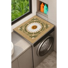 Valerine Life Çamaşır Kurutma Makinesi Üstü Düzenleyici Matı Sıvı Geçirmez Örtü Kır Papatyası Bej