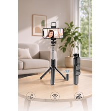 Başkenttekno Tripod Çok Amaçlı Kumandalı Kablosuz Selfie Çubuğu  Siyah