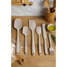 Evyeri 6'lı Bej Silikon Spatula Seti | Isıya Dayanıklı Silikon Mutfak Gereçleri | Hamur Kazıyıcı, Pasta Spatulası, Silikon Fırça | Yapışmaz Tencere ve Tava Uyumlu