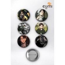 Eymi Design Attack On Titan Kaptan Levi Ackerman Özgürlük Çanta Süsü Rozet Iğneli Buton Rozet Seti 58 mm (6'lı)