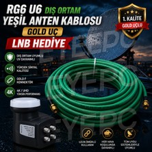 EYE PC 45 Metre Dış Ortam Yeşil Uydu Anten Kablosu+ 4 Lü Lnb Elenbi Set Gold Uç
