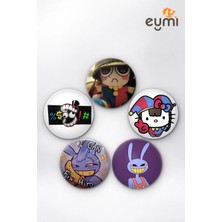 Eymi Design The Amazing Digital Circus Pomni & Jax Kaotik Ikili Iğneli Buton Rozet 5li Set