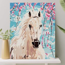 Esranın Dünyası Numaralı Boyama Tuval Seti - 40X50 Cm, Beyaz At Deseni