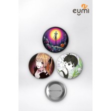 Eymi Design Gotik Estetik Jack Skellington Misa Omori Çanta Süsü Rozet Iğneli Buton Rozet Seti 58 mm (3'lü)