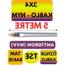 Esranın Dünyası 5 Metre Uzunlu Orta Kablo - 3x4 Nym Antigron, Gri