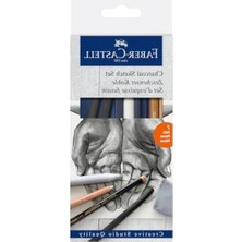 Esranın Dünyası Faber-Castell Kömür Sketch Seti, 7 Parça, Kara Kalem Çizim ve Eskiz Için, Yüksek Kalite, Silgi ve Karıştırma Kalemi Dahil