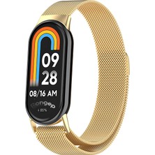 Rongep Xiaomi ile Uyumlu Mi Band 10/9/8 Için Loop Metal Hasırlı Kordon Manyetik Tasarımlı Terletmeye