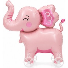 Bkmc Party Tekerlekli Fil Folyo Balon Pembe | Yürüyen Fil Balon |  Doğum Günü Süsü | Kız Bebek Parti Dekorasyonu | Baby Shower Doğum Günü Parti Seti Süsü