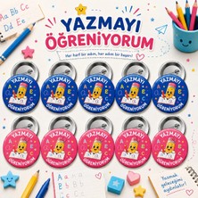 Eymi Design Yazmayı Öğreniyorum 58 mm Iğneli Rozet 10 Adet - Öğrenci Başarı ve Motivasyon Rozeti