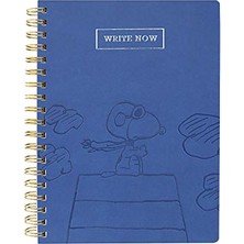 Esranın Dünyası Vegan Deri Spiral Günlük, Snoopy Pilot – 20,32 cm x 25,4 Cm, 192 Çizgili Sayfa, Şimdi Yaz" Yazılı Gümüş Folyo Kapağında Süslenmiştir – Notlar, Listeler ve Daha Fazlası Için Mükemmel