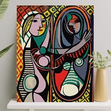 Esranın Dünyası Sayılarla Boyama Tuval Seti Fırça Boya Dahil (Çıtalı) 40X50 cm - Aynadaki Kadın