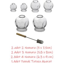Cam Hacamat Kupası Seti / 6 Adet Cam Hacamat Kupası & 1 Adet Özel Pamuk Tutucu Aparat