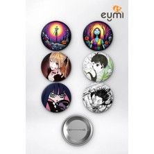 Eymi Design Gotik Estetik Jack Sally Misa Omori Stocking Çanta Süsü Rozet Iğneli Buton Rozet Seti 58 mm (6'lı)