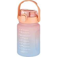 Esranın Dünyası 1000 ml Pipetli/pipetsiz Kullanım Çift Renk Softtouch Motivasyon Matarası Sticker Hediyeli