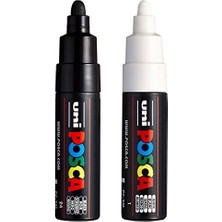 Esranın Dünyası Uni Pc-7m Marker Sanat Kalemi - Büyük Mermi Ucu - 4,5-5,5 mm Uç - [2'li Paket] - Siyah ve Beyaz