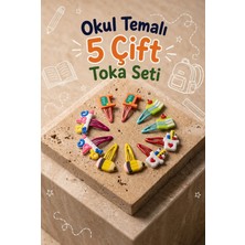 Bony Socks Kız Çocuk Okul Temalı 5 Çift Toka Seti Çok Renkli