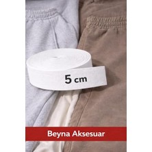 Esranın Dünyası Imrenaksesuar Bel Paça ve Don Lastiği Yassı Geniş Lastik 4cm,5cm,6cm,7 Cm,8cm,9cm 1 Paket 5 Metre (Beyaz, 5cm)