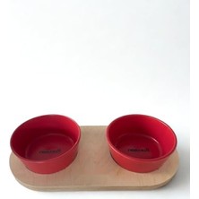 Esranın Dünyası Kırmızı Renkli 16 cm Çift Tablalı Seramik Mama/su Kabı