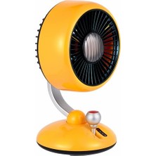 Esranın Dünyası Juo Q3 120° Salınımlı 3 Kademeli LED Işıklı Şarjlı Masaüstü Fan Vantilatör Retro Sarı