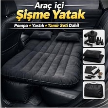 Esranın Dünyası Araba Arka Koltuk Şişme Yatak Oto Kamp Seyahat Yatağı Pompa Yastık Tar Setli Siyah