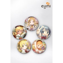 Eymi Design Madoka Magica Mami & Sayaka Büyülü Kızlar Iğneli Buton Rozet 5li Set