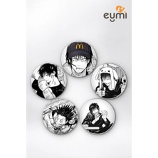 Eymi Design Jujutsu Kaisen Toji Fushiguro Chad & Meme Iğneli Buton Rozet 5li Set Vol.1