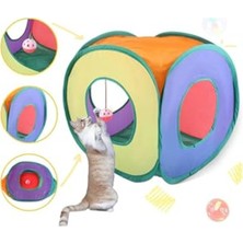 Esranın Dünyası Kedi Oyun Tüneli Gökkuşağı Renkli 40CM x 40CM Eğlenceli Tasarım
