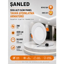 ŞANLED 3W Tasarruflu LED Yuvarlak Beyaz Kasa Beyaz Işık Sıva Altı Slim Panel 1 Adettir