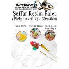 Esranın Dünyası Pleksi Akrilik Resim Paleti 30X40 3mm 1 Adet Oval Palet Plastik Şeffaf Resim Boya Paleti Orta Boy Boyama Tepsisi