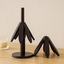 Bezos Bambu Ahşap Katlanır Nihale 20 cm - Standlı, Yaprak Desenli (2li)