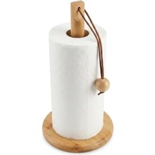 Esranın Dünyası Deconox Doğal Bambu Bohem Top Tutacaklı Kağıt Havluluk - Dekoratif Ahşap Stand (30X14 Cm, Kahve ve Bambu Renk Seçenekli, 1 Adet) (Doğal)
