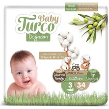 Baby Turco Doğadan 3 Beden Bebek Bezi (1 x 34 Adet)