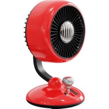 Esranın Dünyası Juo Q3 120° Salınımlı 3 Kademeli LED Işıklı Şarjlı Masaüstü Fan Vantilatör Retro Kırmızı
