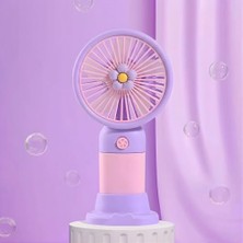Esranın Dünyası El Tipi Mini Fan, 250MAH Batarya, USB Şarj Edilebilir, Doğal Rüzgar Özelliği, Taşınabilir ve Kompakt Tasarım, Seyahat ve Ofis Için Ideal, Yüksek Performans, Serinletici Etki (Mor Papatya)