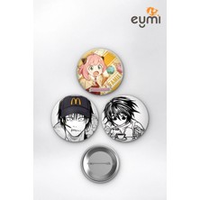 Eymi Design En Popüler Karışık Anime Anya Toji L Çanta Süsü Rozet Iğneli Buton Rozet Seti 58 mm (3'lü)