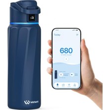 Esranın Dünyası Boost Yalıtımlı Paslanmaz Çelik Akıllı Su Şişesi, 32 Oz Bluetooth Akıllı Izleyici ve Içki Hatırlatma (Mavi)