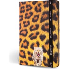 Le Color Kumaş Defter Çizgili Lastikli Leopar
