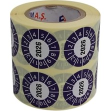 Esranın Dünyası Vellum Tarih Seçme Etiketi 30MM x 30MM Ruloda 1000 Adet (Mor, 2026)