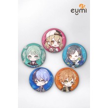 Eymi Design Project Sekai Vivid Bad Squad Sokak Ritmi Iğneli Buton Rozet 5li Set