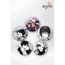 Eymi Design Jujutsu Kaisen Gojo Satoru & Toji Efsaneleri Iğneli Buton Rozet 5li Set