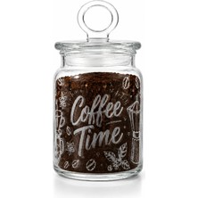 1000 ml Cam Kahve Kavanozu 98798 | Coffee Time Lazer Kazıma | Kapaklı Dekoratif Saklama Kavanozu | K