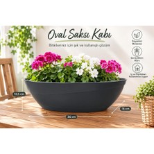 Abnturk Pratik Dayanıklı Şık 3.8lt Tabaklı Siyah Gondol SAKSI-36X16X13,5CM Ev Balkon Saksısı