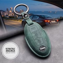 Keymatik Nissan Qasqai X-Trail 3 Buton Deri Anahtar Kılıfı Yeşil Premium