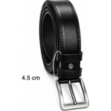 Tarz Yeri Erkek Hakiki Deri 4.5 cm Klasik ve Kot Pantolon Kemeri Metal Tokalı Siyah