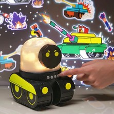 Çocuklar Için Eğitici Eğlenceli Robot Figür Projektör Gece Lambası Uyku Arkadaşı