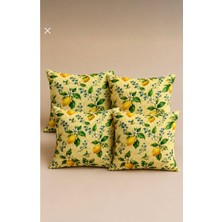 Summer Lemon Tarz Renkli Dekoratif Kılıfı 4’lü Set Dijital Baskılı Salon Koltuk Yastık Kılıfı